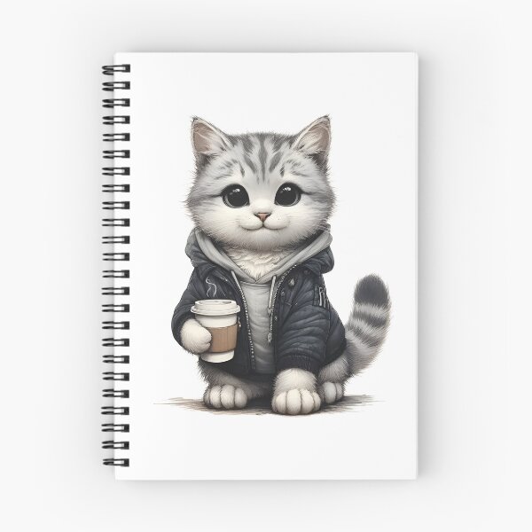 Item preview, Cute little cat with coffee mug and jacket designed and sold by Channel1Design.