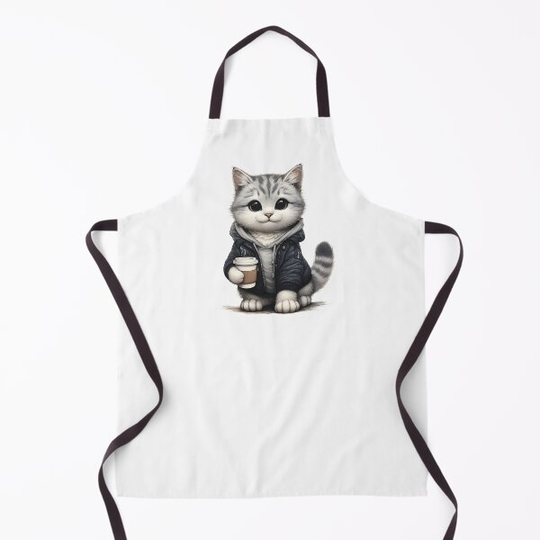 Item preview, Cute little cat with coffee mug and jacket designed and sold by Channel1Design.