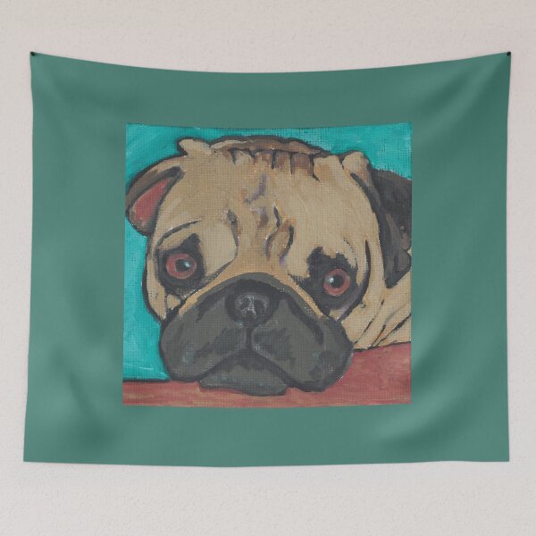 Item preview, Pug close up resting chin on table designed and sold by CrittersByLola.