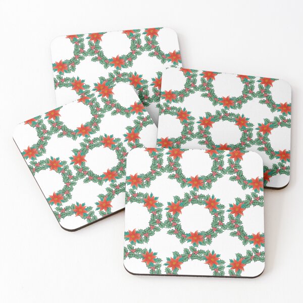 Item preview, Poinsettia and Holly wreath patterned t-shirt designed and sold by MusesCD.