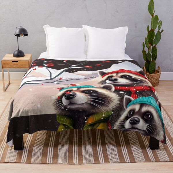 Item preview, RACOONS WITH FLOWERS IN WINTER designed and sold by Ciervo Primavera.