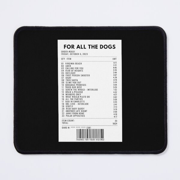 Item preview, For All The Dogs receipt designed and sold by 1xstonee-shop.