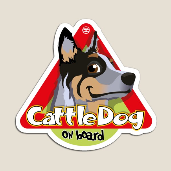Cattle Dog On Board - Blue Magnet