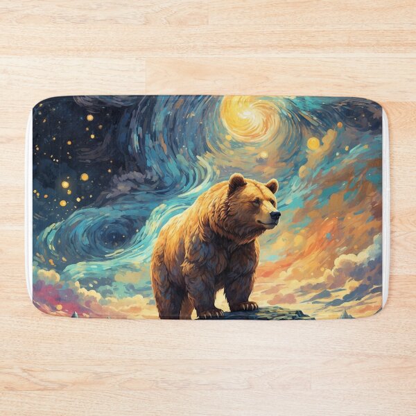 Item preview, Cosmic Reverie: A Bear Amidst Van Gogh's Starry Night, Dalí's Surreal Precision, and Turner's Ethereal Atmosphere designed and sold by RedArtG09.