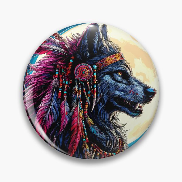 Item preview, Fierce Native American Warrior Wolf designed and sold by Artbyminga.