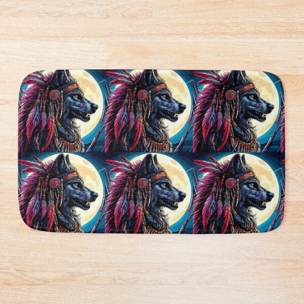 Item preview, Fierce Native American Warrior Wolf designed and sold by Artbyminga.