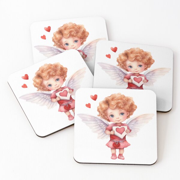 Aperçu de l'œuvre Illustration aquarelle mignon bébé ange Saint Valentin créée et vendue par Createya.