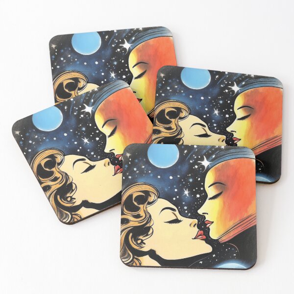 Item preview, Stellar Embrace - Vintage Cosmic Lovers Illustration Art designed and sold by ElLocoMus.