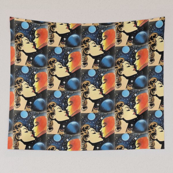 Item preview, Stellar Embrace - Vintage Cosmic Lovers Illustration Art designed and sold by ElLocoMus.