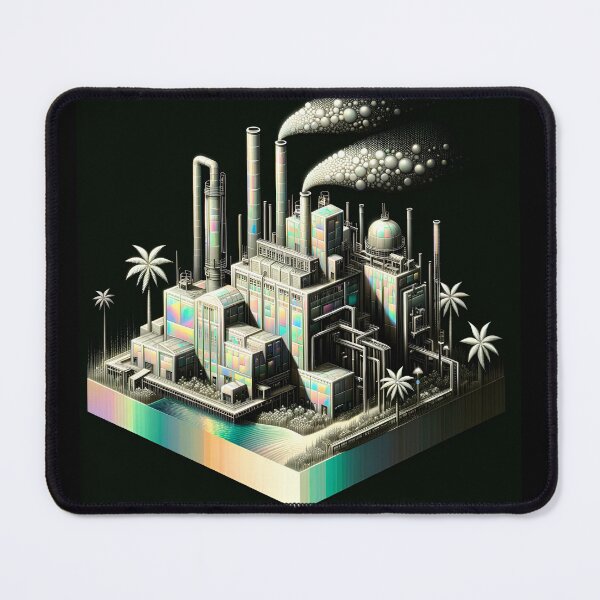 Item preview, Pearlescent Jungle: Eerie Cubist Factory Delight designed and sold by ByDigitalDream.
