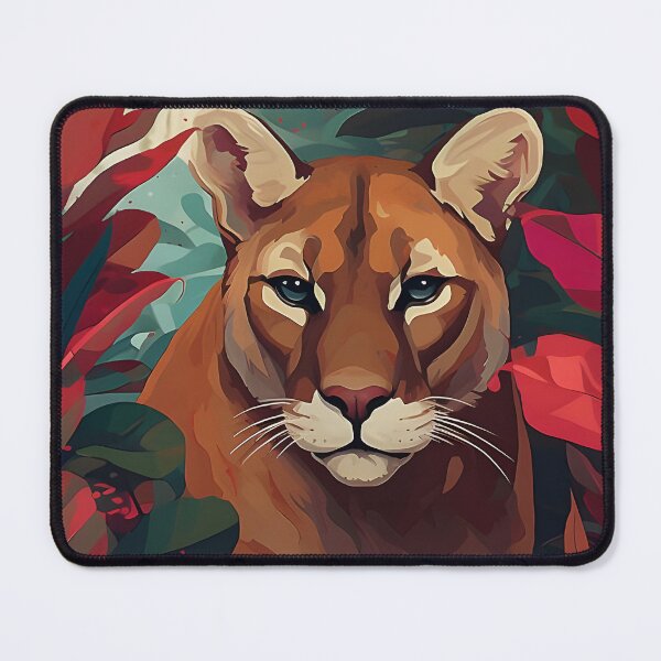 Artikelvorschau, Cougar faulenzt inmitten tropischer Pflanzen entworfen und verkauft von Bomba Visual.