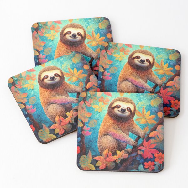 Item preview, Cute colorful sloth on the branch in tropical forest. designed and sold by MargaretWiktor.