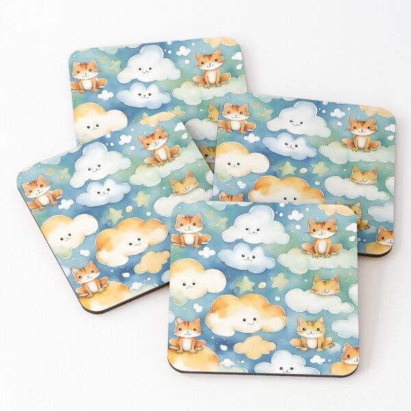 Item preview, Kitty frogs, happy clouds and stars designed and sold by AJSRPrints.