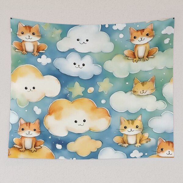 Item preview, Kitty frogs, happy clouds and stars designed and sold by AJSRPrints.