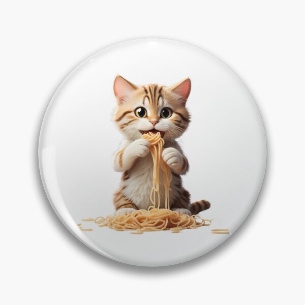 Item preview, A Hungry Cat Enjoying a Delicious Bowl of Spaghetti designed and sold by Robo-toons.