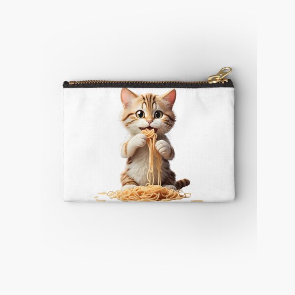 Item preview, A Hungry Cat Enjoying a Delicious Bowl of Spaghetti designed and sold by Robo-toons.