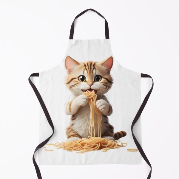 Item preview, A Hungry Cat Enjoying a Delicious Bowl of Spaghetti designed and sold by Robo-toons.