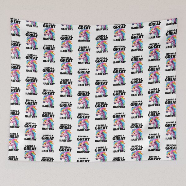 Item preview, Havng A Great Hair Day Rainbow Zebra Black Text White Outline Sticker and Shirt Design by Zeesdesign on Redbubble designed and sold by ZEESDESIGN.
