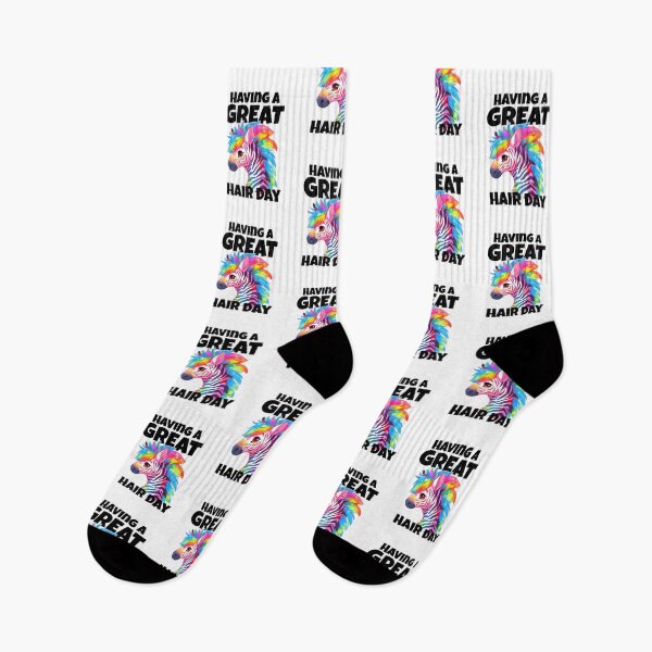 Item preview, Havng A Great Hair Day Rainbow Zebra Black Text White Outline Sticker and Shirt Design by Zeesdesign on Redbubble designed and sold by ZEESDESIGN.