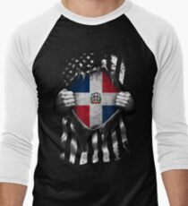 Dominican American Flag USA Dominican Republic Men's Baseball ¾ T-Shirt