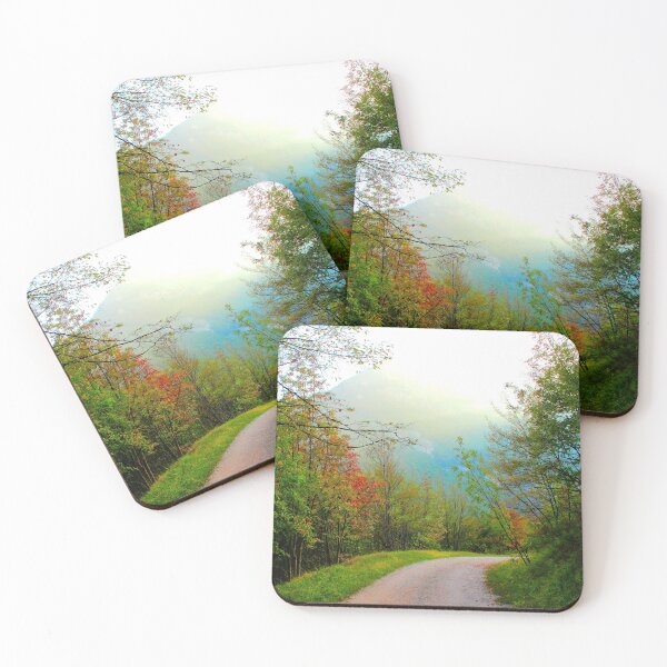 Item preview, Scenery from Eremo di Soffiano near Sarnano in the Sibillini Mountains with sun and path designed and sold by Kristina Drozd.