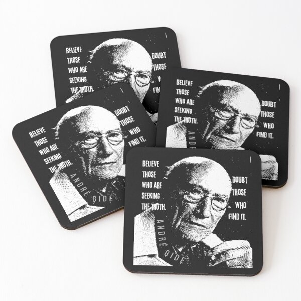 Item preview, André Gide portrait and quote: “Believe those who are seeking the truth. Doubt those who find it” designed and sold by artbleed.