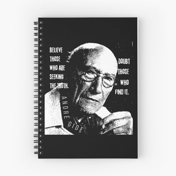 Item preview, André Gide portrait and quote: “Believe those who are seeking the truth. Doubt those who find it” designed and sold by artbleed.