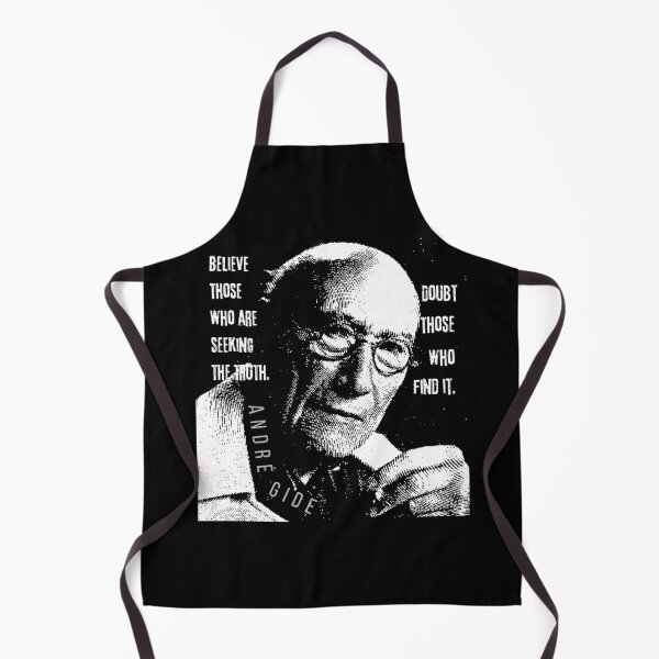 Item preview, André Gide portrait and quote: “Believe those who are seeking the truth. Doubt those who find it” designed and sold by artbleed.