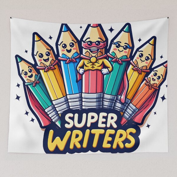 Item preview, Super Writers Funny Sticker Design: Unleash Your Literary Superpowers! designed and sold by The-Library.