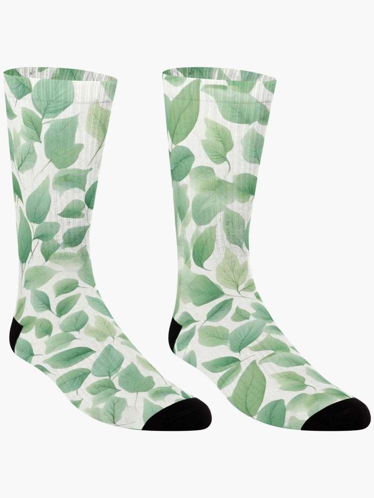 Thumbnail 3 of 5, Socks, Greenery Pattern designed and sold by Patternliss.