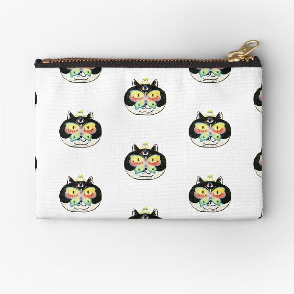 Mystique Cat with Butterfly Mask Art Zipper Pouch