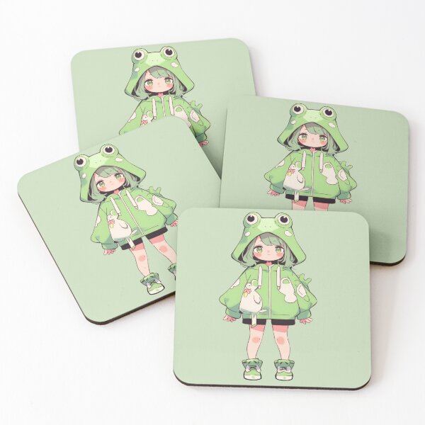 Item preview, Super cute Kawaii style cartoon character animation : Frog Girl  designed and sold by CareToCanvas.