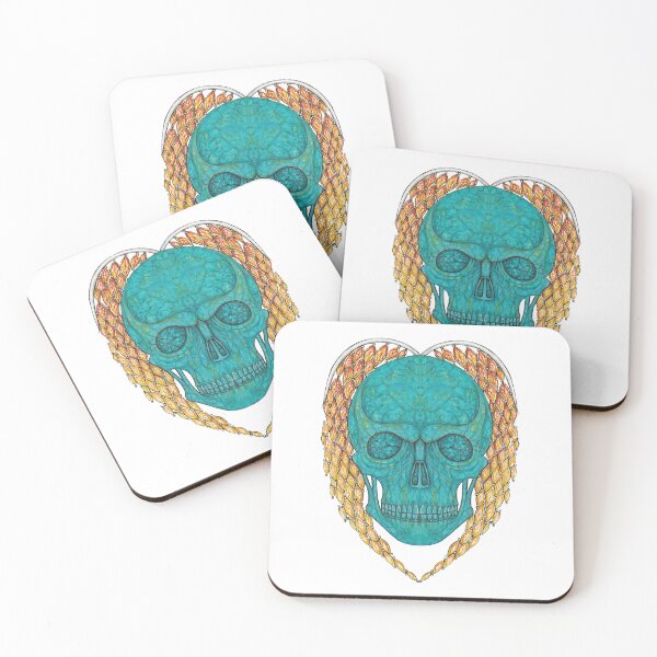 Item preview, Skull head design turquoise and sapphire wing heart. designed and sold by Jiwsurreal.