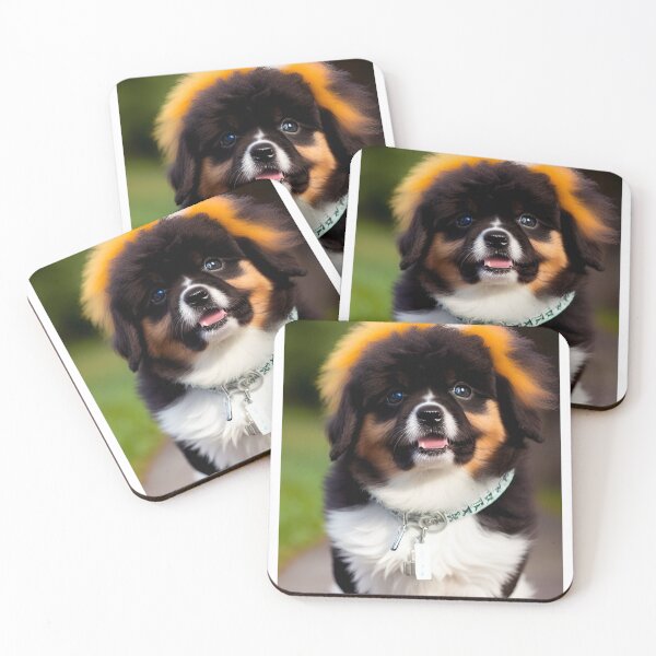 Item preview, AI generated fluffy dog with blue collar designed and sold by Tinkerbell678.