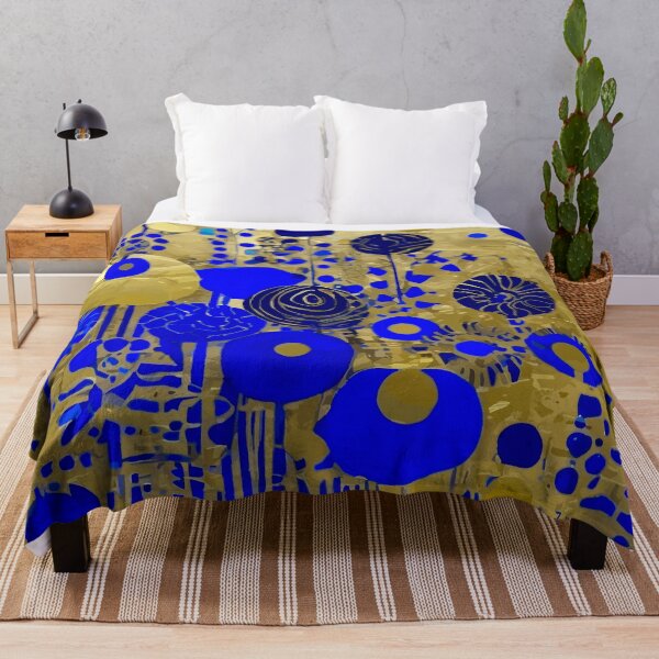 Item preview, Midnight Blue Cobalt Blue Pale Gold Abstract Flower Garden designed and sold by Vicky Brago-Mitchell®.