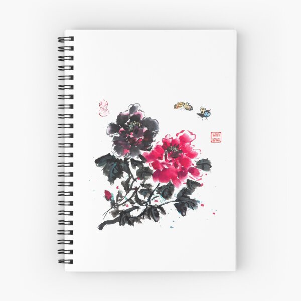 Item preview, Butterfly Peony Chinese Brush Ink Painting designed and sold by joannahliu.