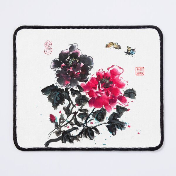 Item preview, Butterfly Peony Chinese Brush Ink Painting designed and sold by joannahliu.