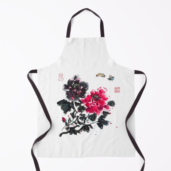 Item preview, Butterfly Peony Chinese Brush Ink Painting designed and sold by joannahliu.