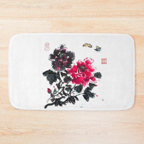 Item preview, Butterfly Peony Chinese Brush Ink Painting designed and sold by joannahliu.