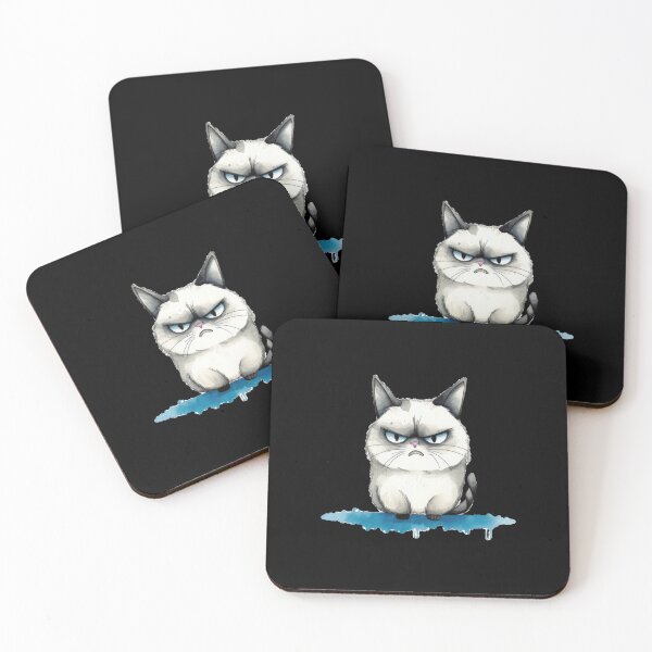 Item preview, Unique gift idea: Grumpy cat illustration for cat lovers designed and sold by WallGemsArt.