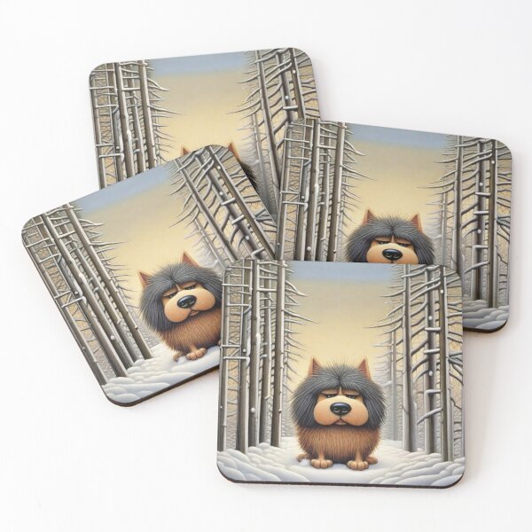 Item preview, Cute grumpy "I hate winter" dog on a walk in the winter forest.  designed and sold by SaraSumi.
