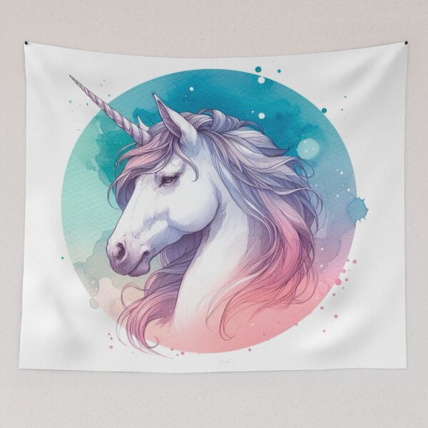Item preview, White Unicorn with Rainbow Hair - Watercolor Painting designed and sold by Star-Fragment.