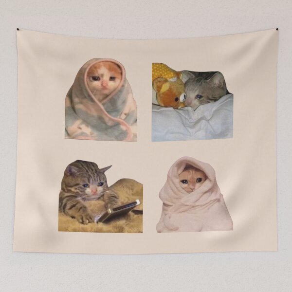 Item preview, cozy but sad cat meme pack designed and sold by mooneko.