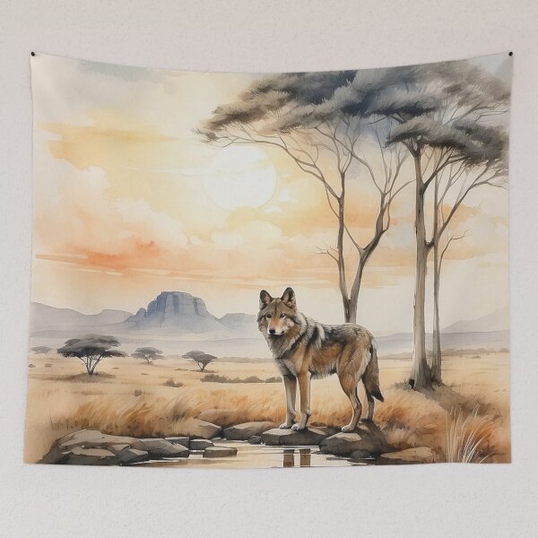 Item preview, 004 Cute Wolf in a Serengeti Scene designed and sold by Alexis Art Collection.
