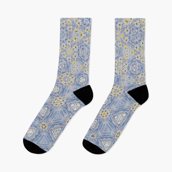 Item preview, Light Blue and Yellow Floral Morph Seamless Pattern  designed and sold by Petalandfur.
