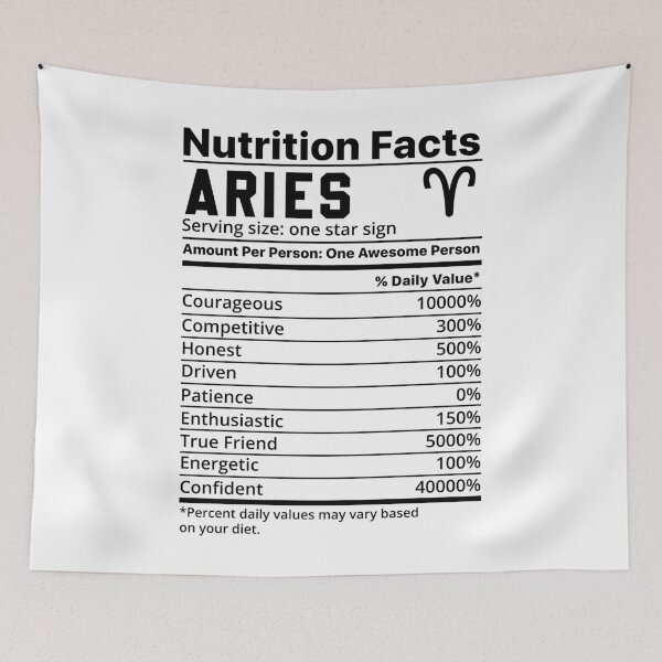 Item preview, Zodiac Nutrition Facts Label Aries designed and sold by unsungshop.
