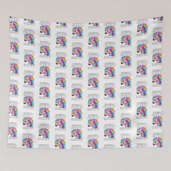 Item preview, Having a Great Hair Day Rainbow Zebra White Text Black Outline Sticker and Shirt Design by Zeesdesign on Redbubble designed and sold by ZEESDESIGN.