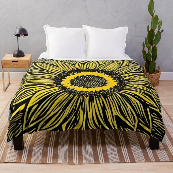 Item preview, Yellow sunflower linocut designed and sold by FemmeDeTale.