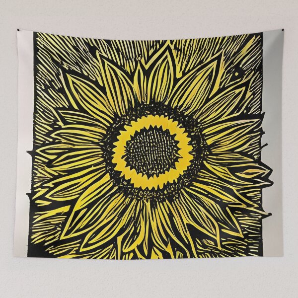 Item preview, Yellow sunflower linocut designed and sold by FemmeDeTale.