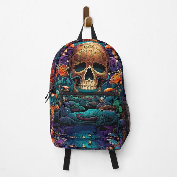 Item preview, Psychedelic Butterfly Skull Scape designed and sold by MushMagicWear.